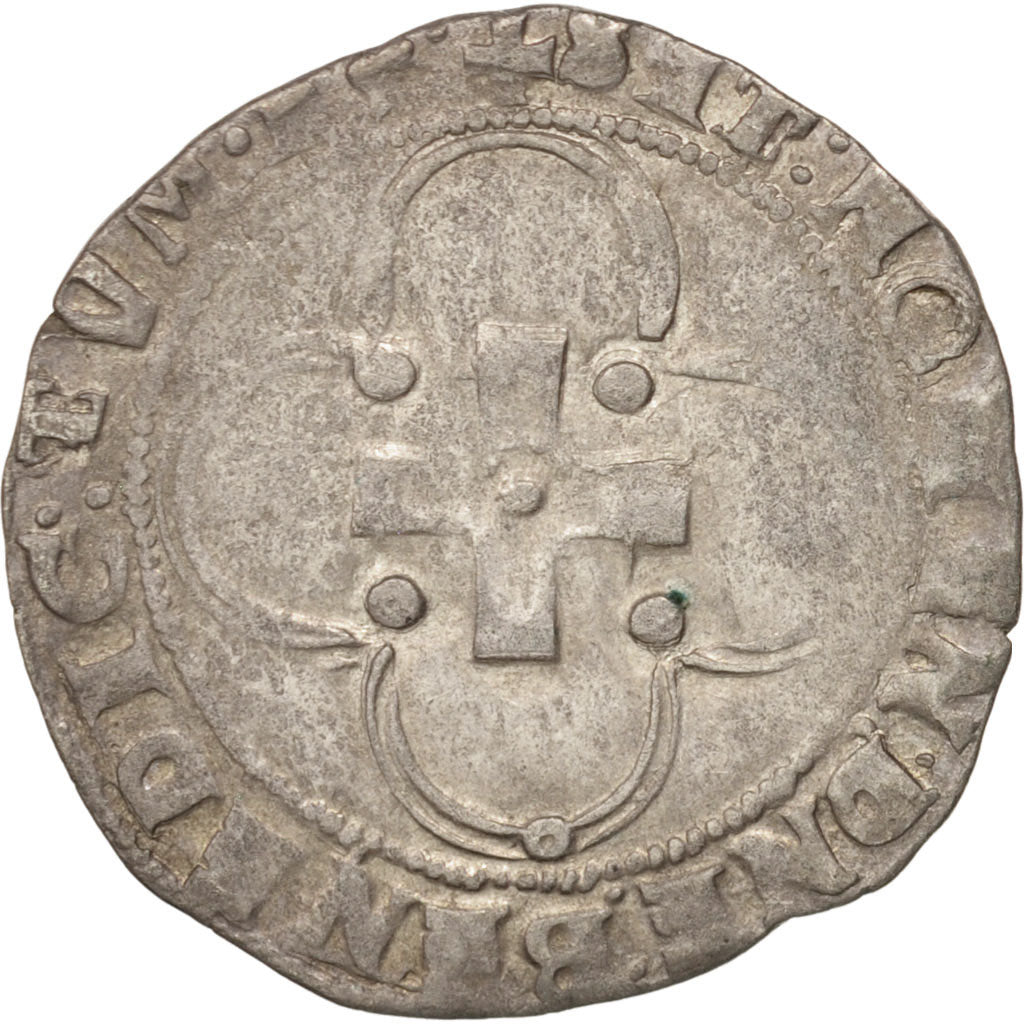 France, Douzain à la Croisette, Undated, Lyons, VF(30-35), Billon, Sombart:4368
