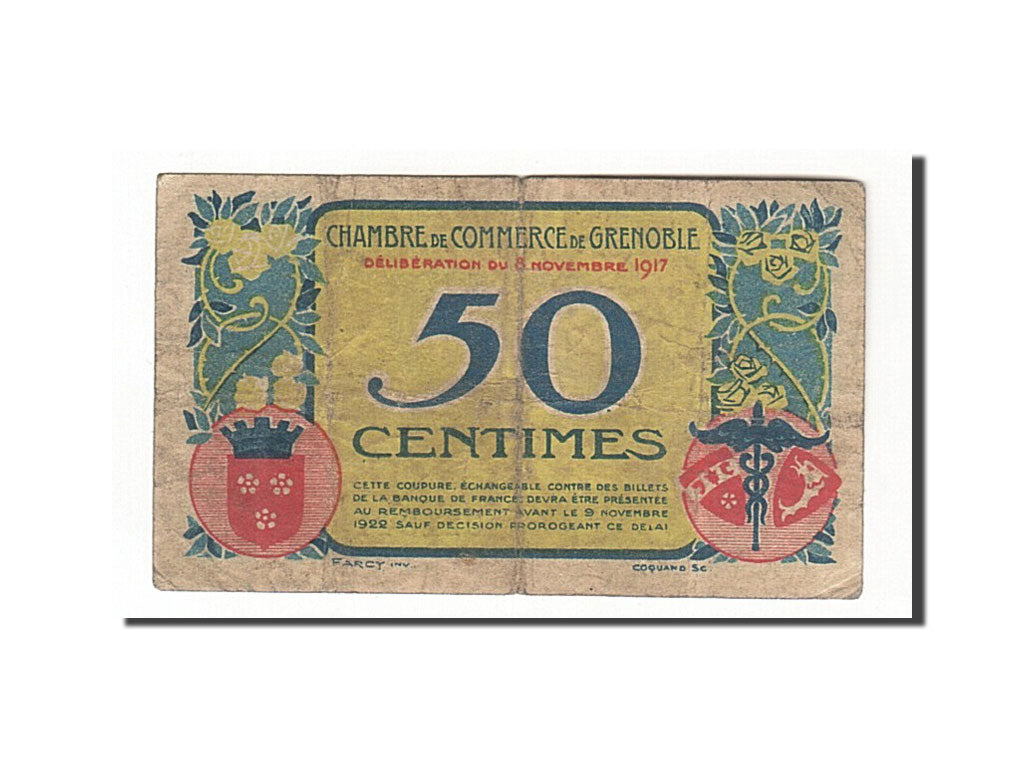 France, Grenoble, 50 Centimes, 1917, TB+, Pirot:63-14