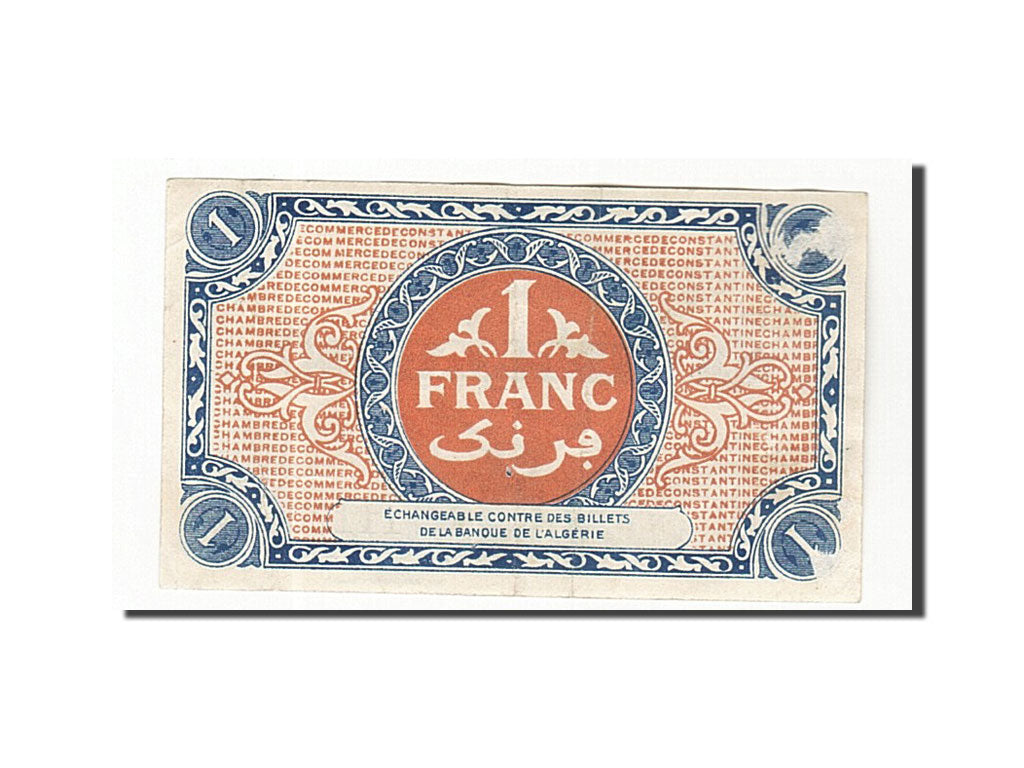 Algeria, Constantine, 1 Franc, 1922-03-10, AU(55-58), Pirot 140-39