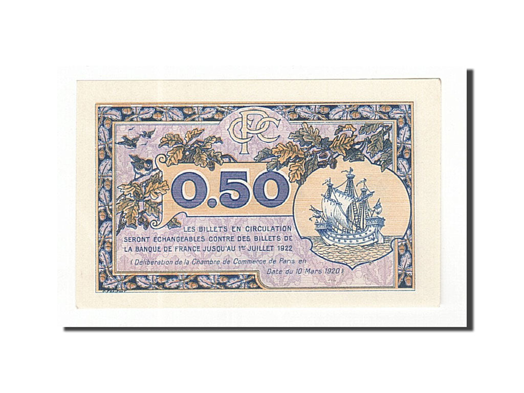 Banknote, Pirot:97-31, 50 Centimes, 1920, France, UNC(63), Paris