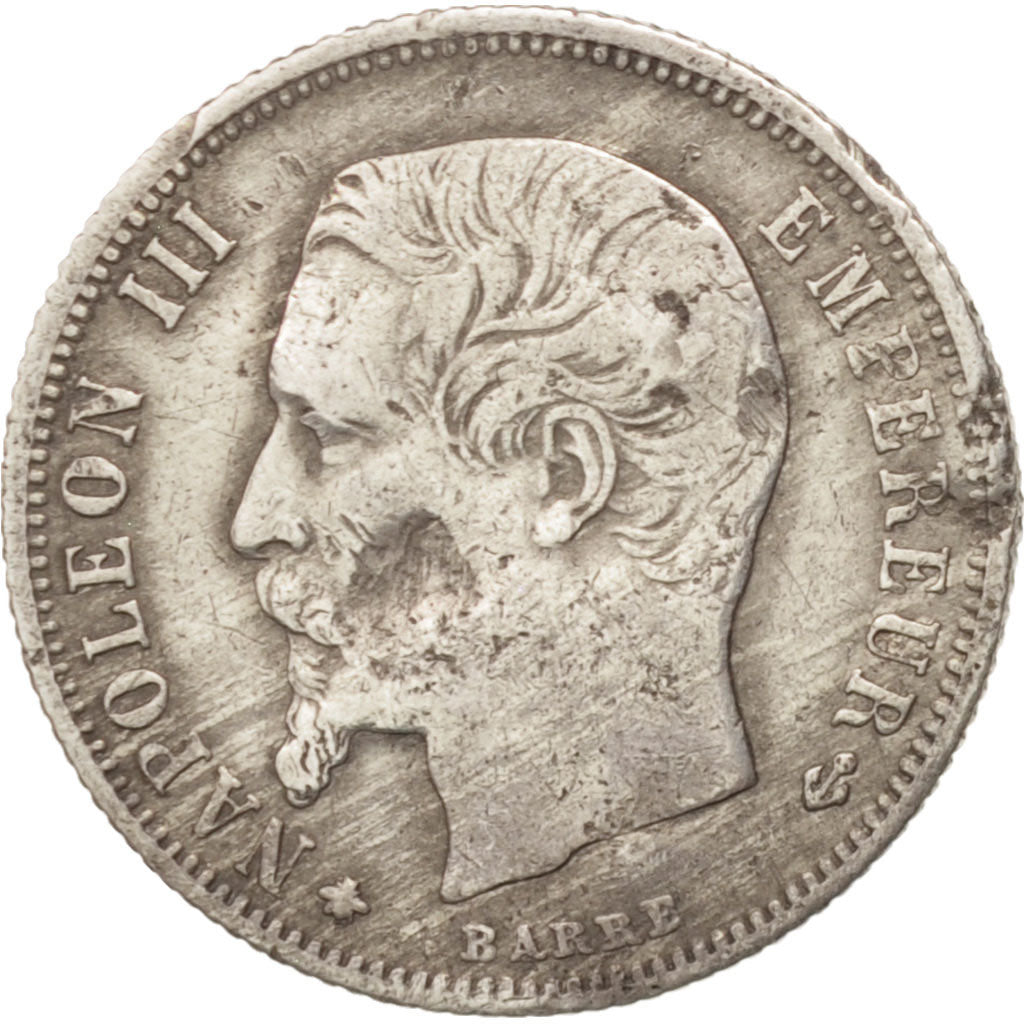 France, Napoleon III, 50 Centimes, 1860, Strasbourg, VG(8-10), Silver, KM 794.2