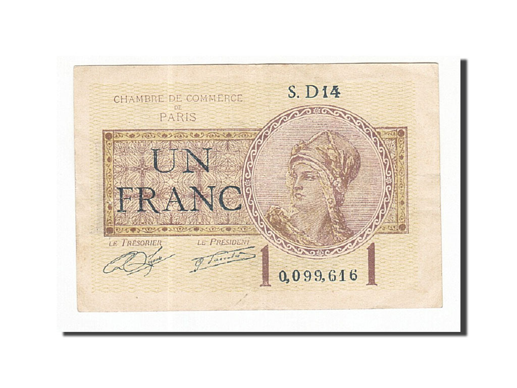 Banknote, Pirot:97-23, 1 Franc, 1920, France, EF(40-45), Paris