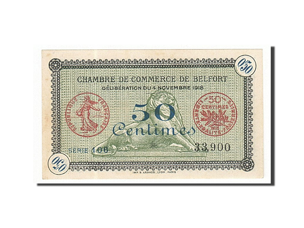 France, Belfort, 50 Centimes, 1918, UNC(60-62), Pirot:23-34