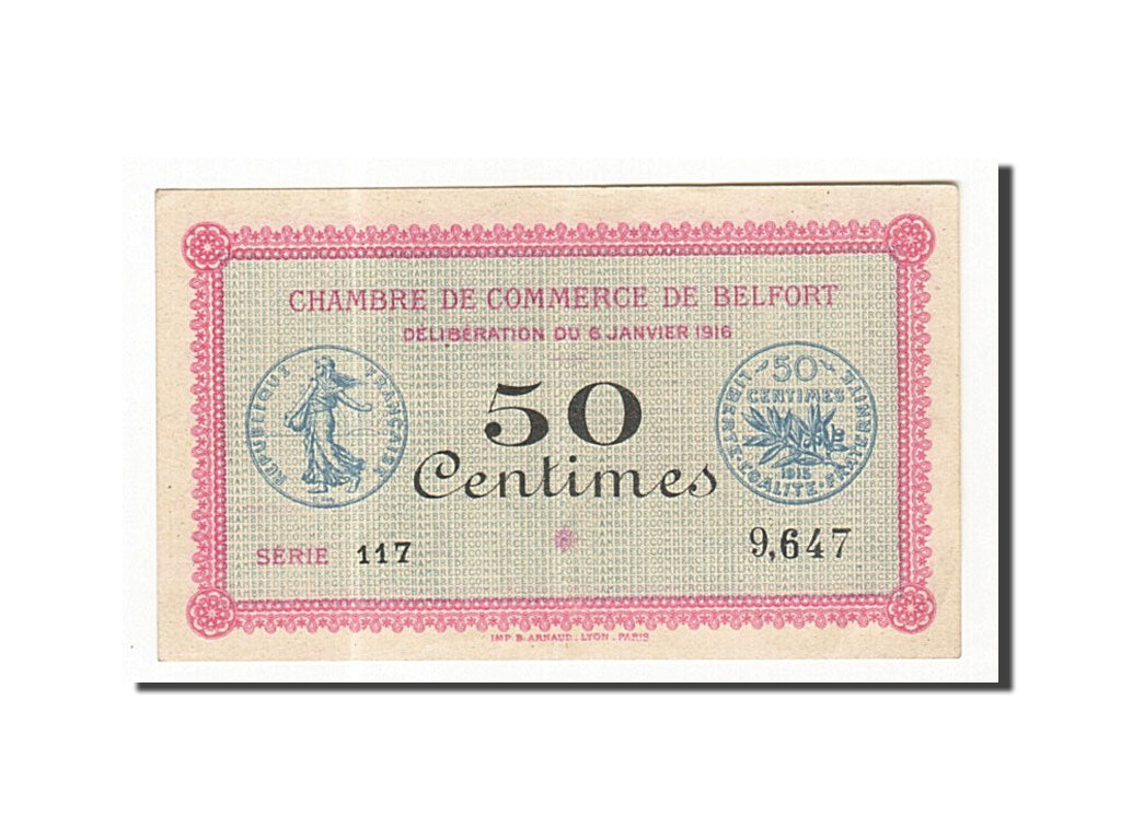 France, Belfort, 50 Centimes, 1916, SUP+, Pirot:23-17