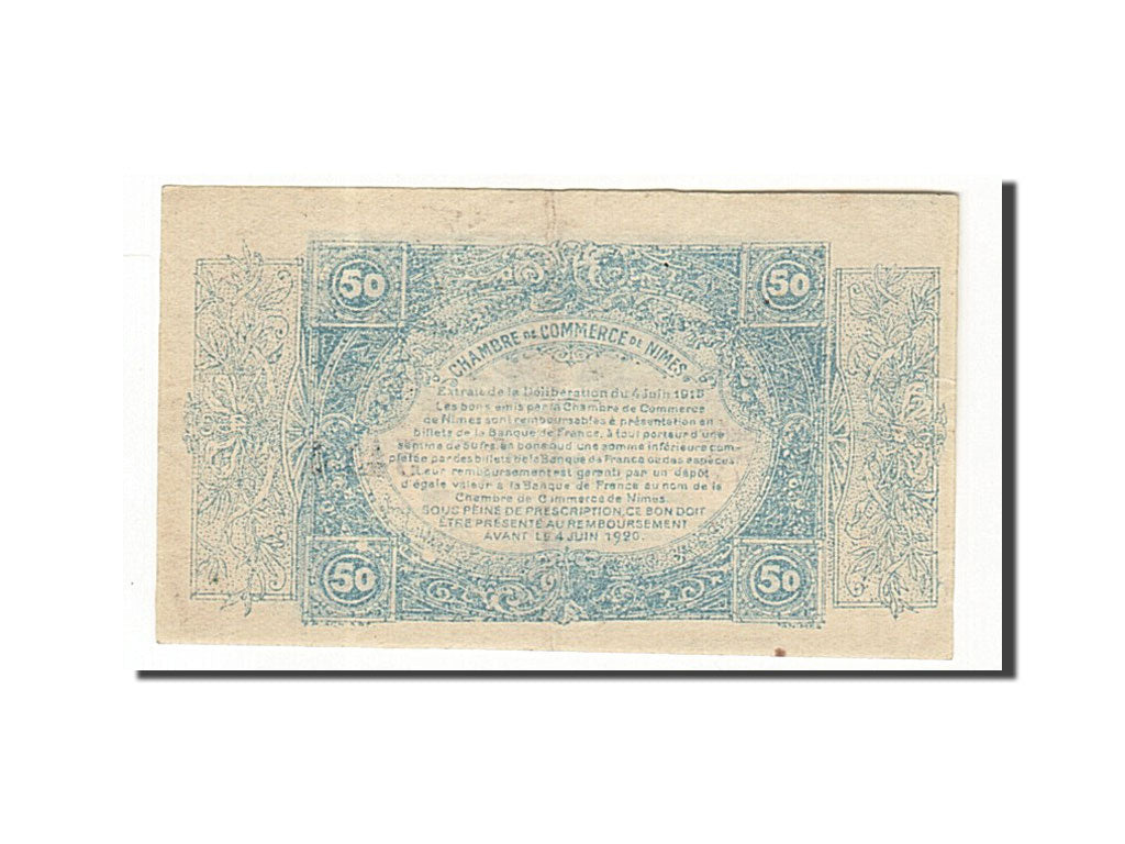 Banknote, Pirot:92-10, 50 Centimes, 1915, France, AU(55-58), Nîmes