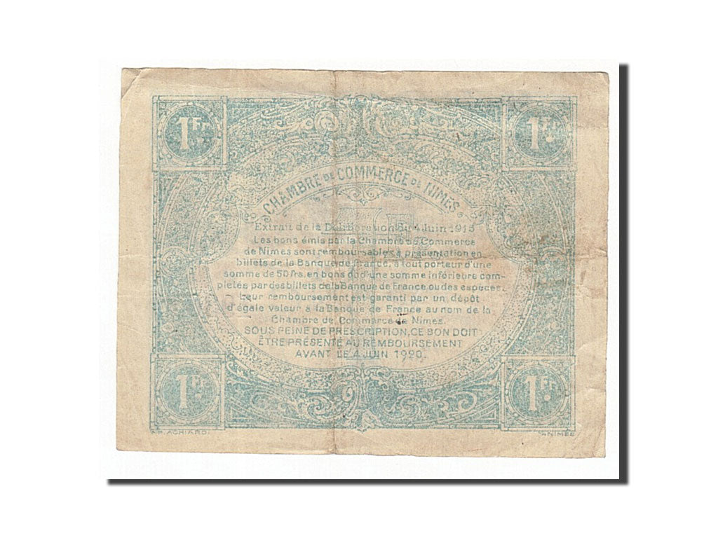 Billet, France, Nîmes, 1 Franc, 1915, TTB, Pirot:92-11