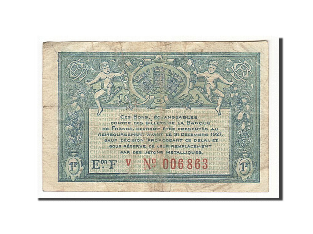 France, Bourges, 1 Franc, 1922, EF(40-45), Pirot:32-13