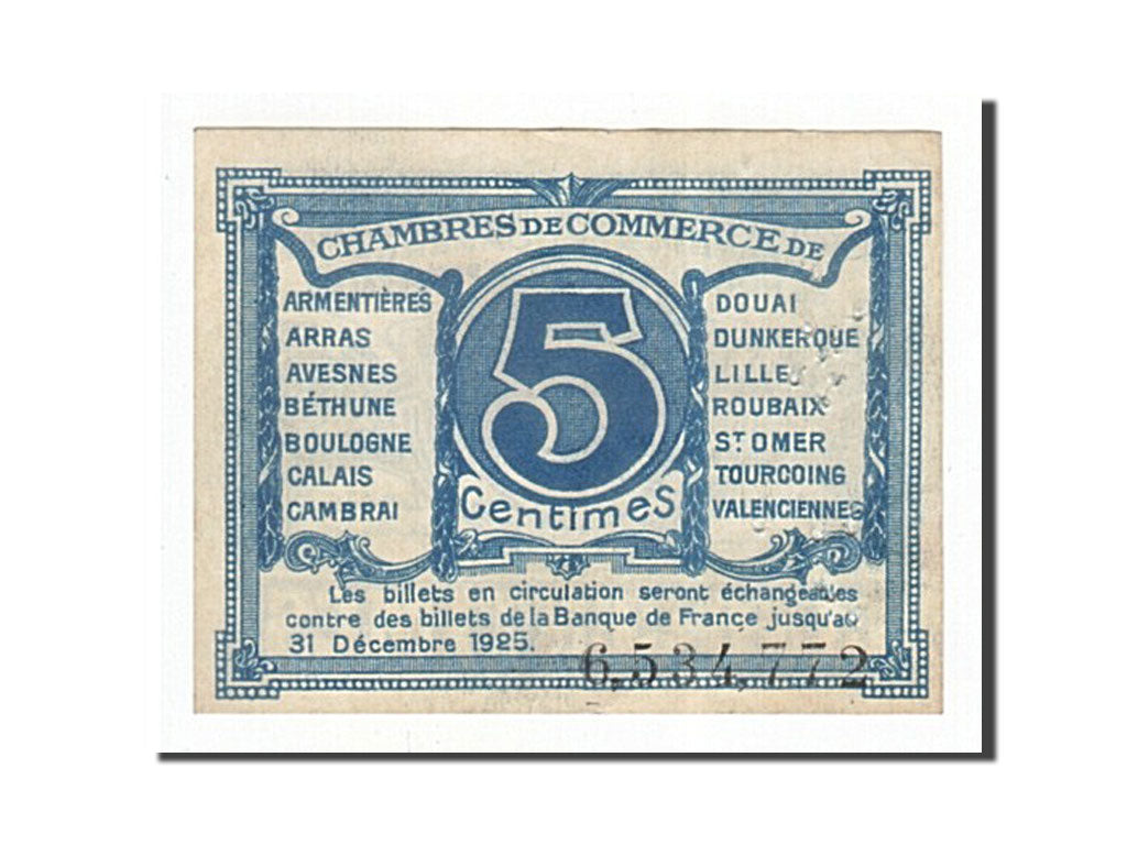 Banknote, Pirot:94-1, 5 Centimes, France, AU(50-53), Lille
