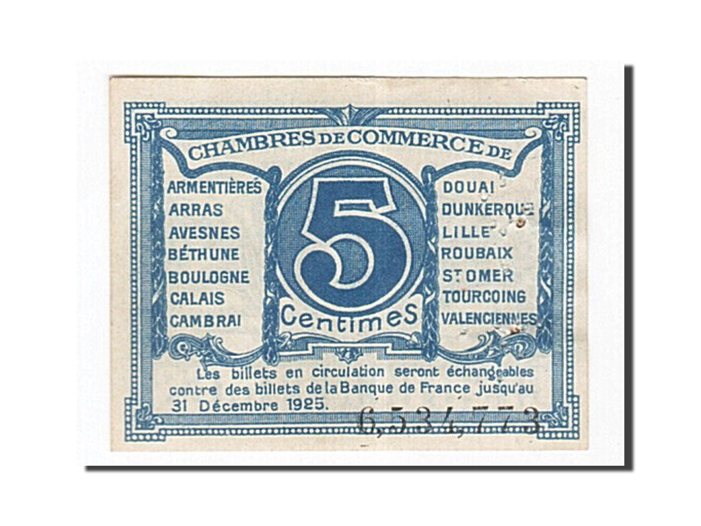 Banknote, Pirot:94-1, 5 Centimes, France, AU(50-53), Lille