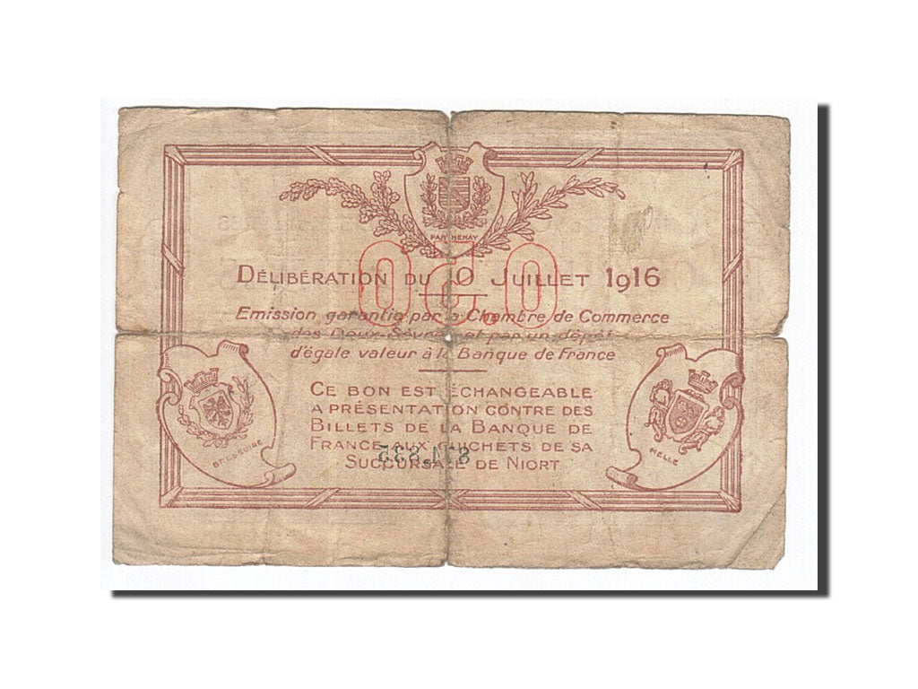 Banconote, Pirot:93-6, MB, Niort, 50 Centimes, 1916, Francia
