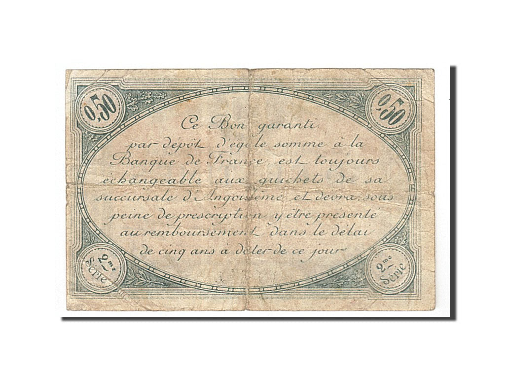 Banconote, Pirot:9-9, MB+, Angoulême, 50 Centimes, 1915, Francia