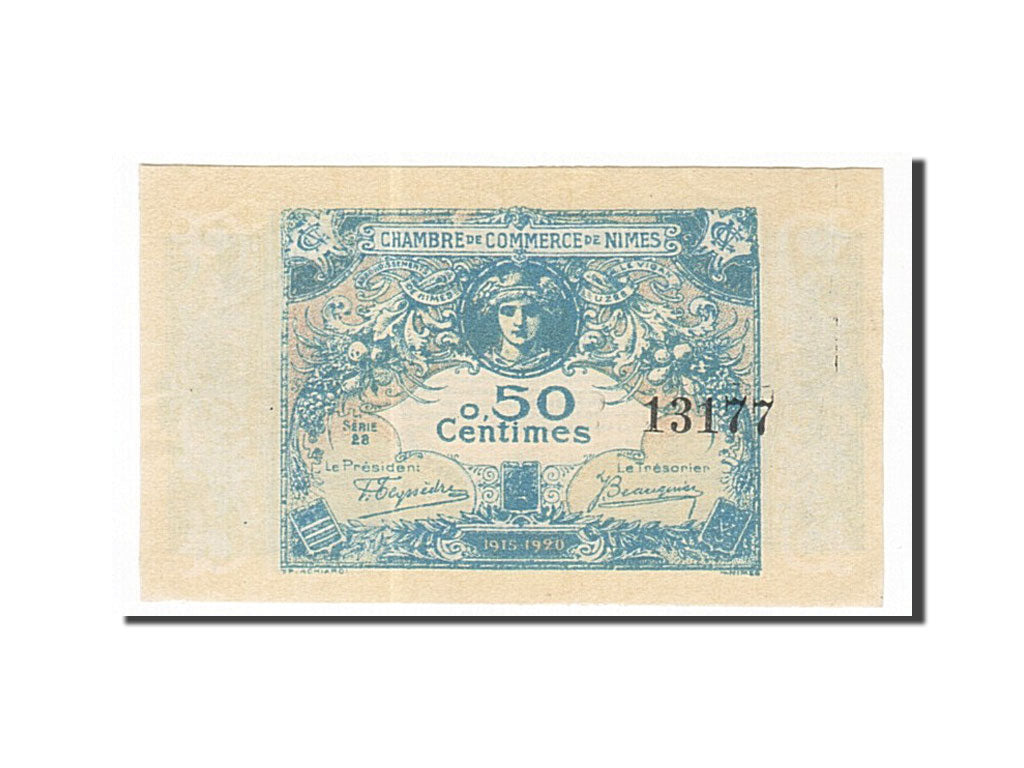 Banknote, Pirot:92-5, 50 Centimes, 1915, France, UNC(65-70), Nîmes