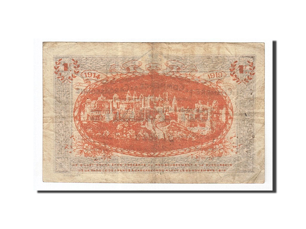 Billet, France, Carcassonne, 1 Franc, 1914, TB+, Pirot:38-6