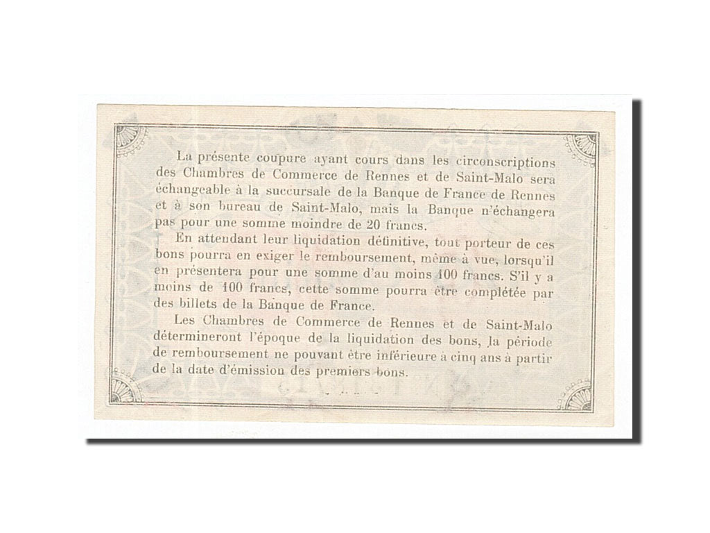 Banknote, Pirot:105-8, 50 Centimes, 1915, France, UNC(65-70), Rennes et