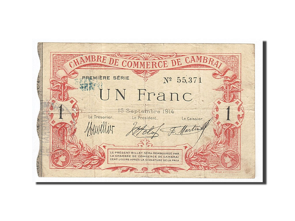Francia, Cambrai, 1 Franc, 1914, BB, Pirot:37-1