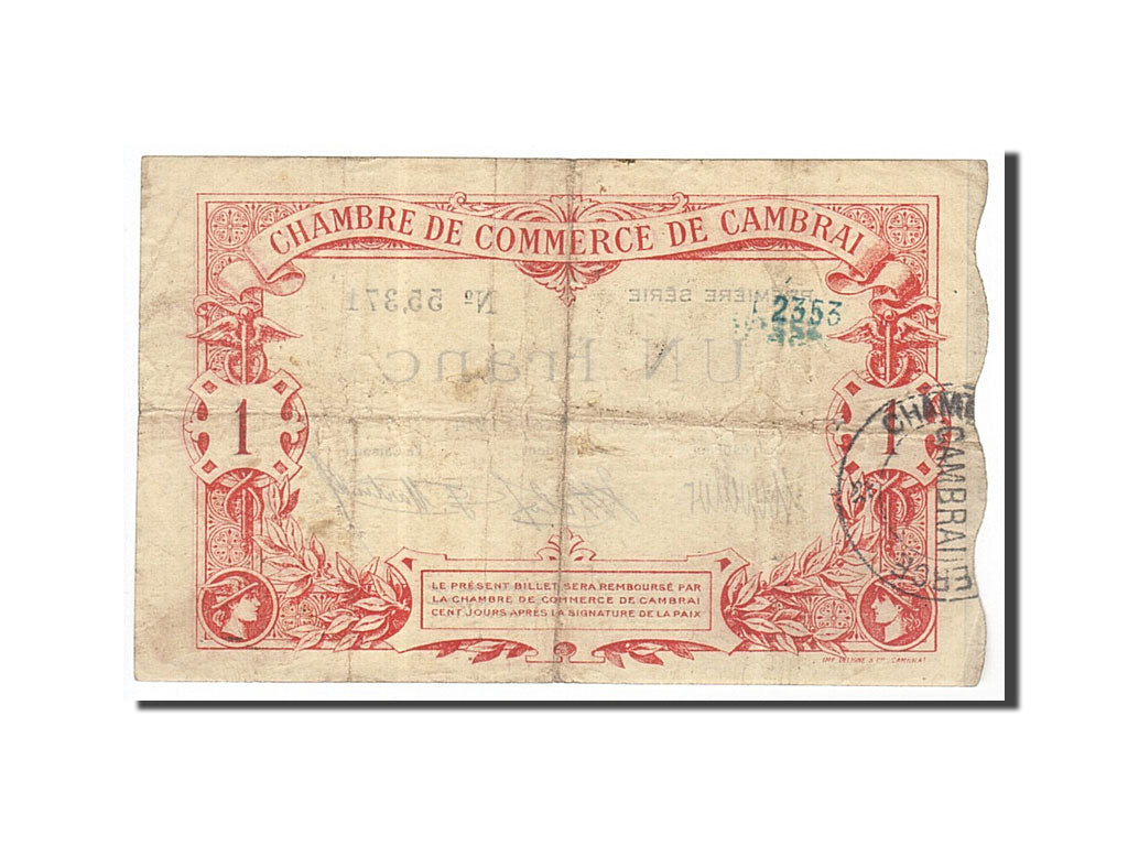 Francia, Cambrai, 1 Franc, 1914, BB, Pirot:37-1