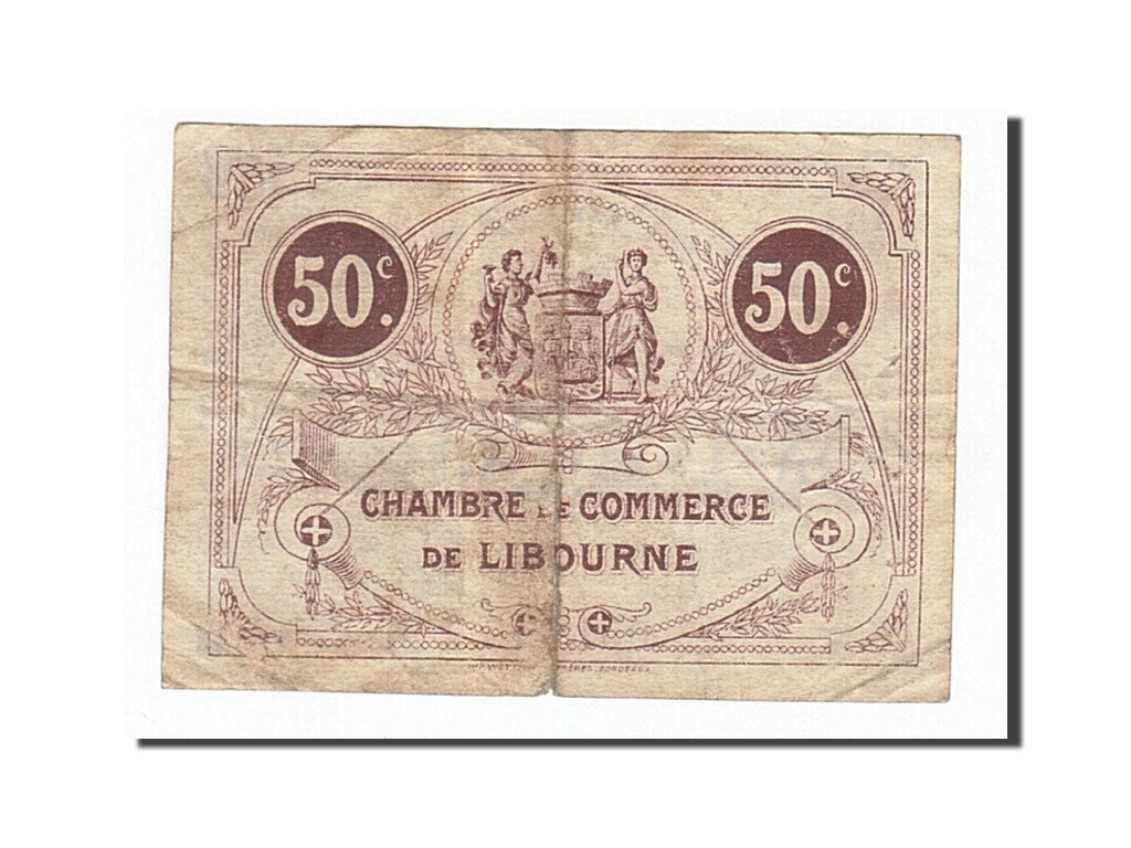 Banknote, Pirot:72-29, 50 Centimes, 1920, France, VF(20-25), Libourne