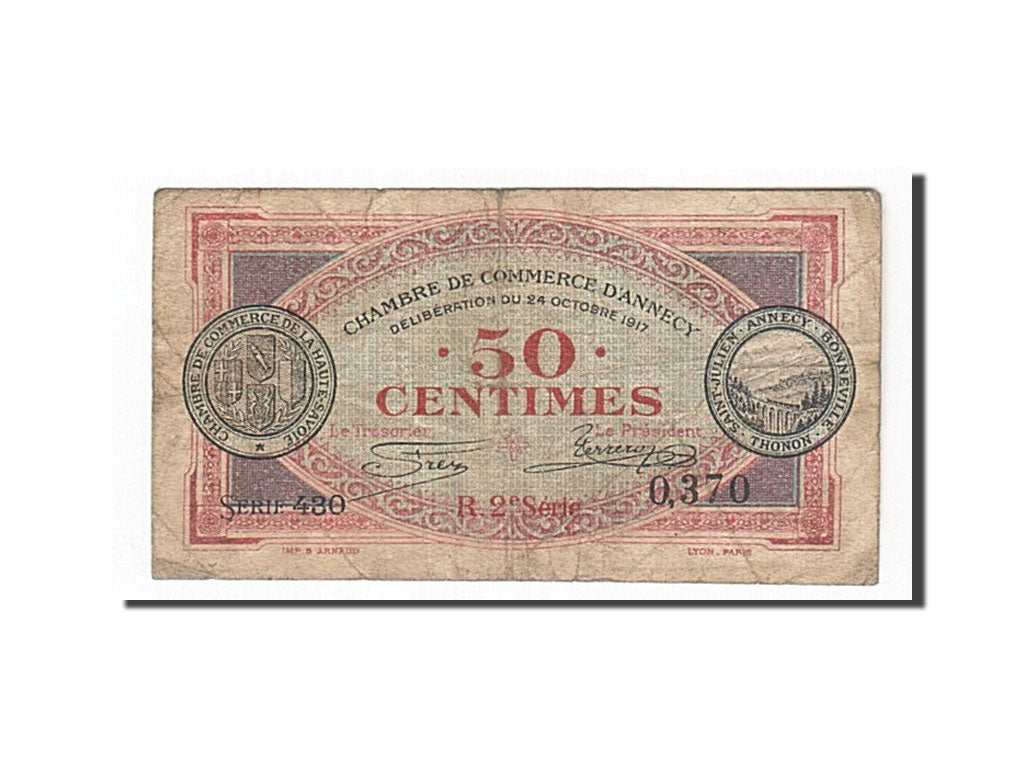 Billet, France, Annecy, 50 Centimes, 1917, TB, Pirot:10-9
