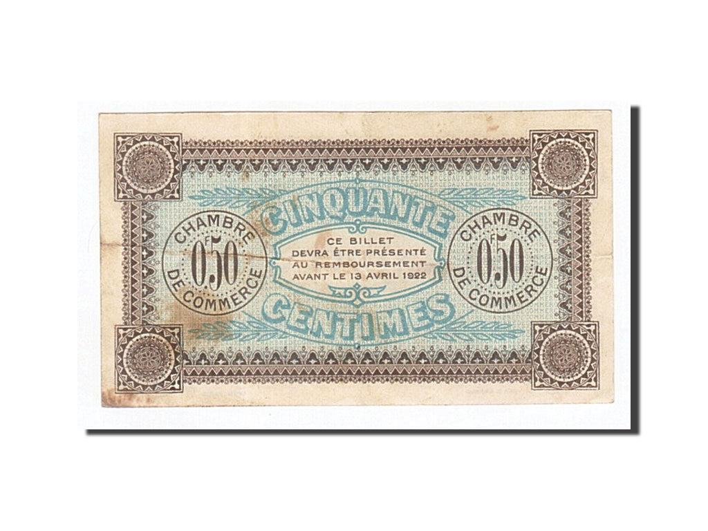 France, Auxerre, 50 Centimes, 1917, EF(40-45), Pirot:17-14
