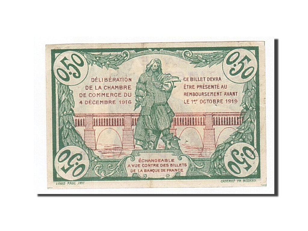 France, Béziers, 50 Centimes, 1916, SUP, Pirot:27-20