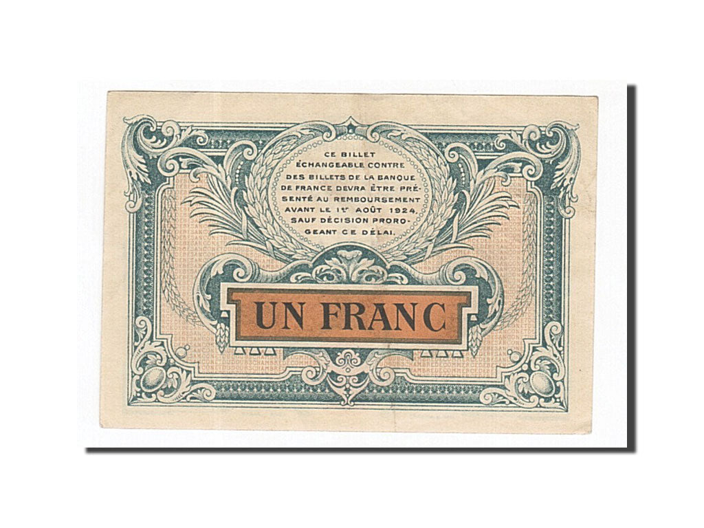 Banknote, Pirot:25-24, 1 Franc, 1921, France, AU(55-58), Besançon