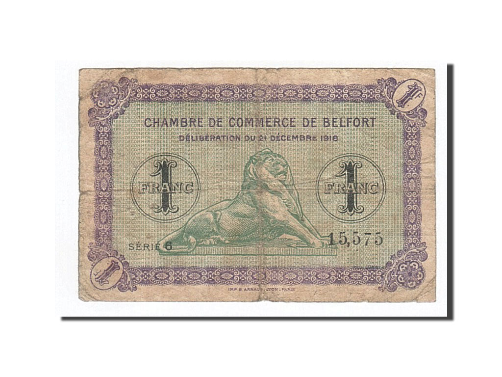 France, Belfort, 1 Franc, 1918, TB, Pirot:23-54