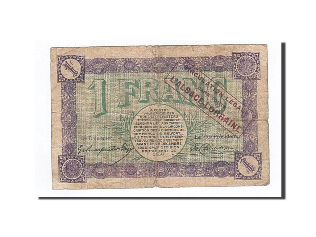 France, Belfort, 1 Franc, 1918, TB, Pirot:23-54