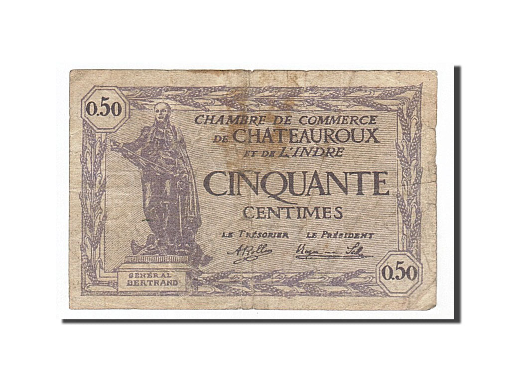 Banknote, Pirot:46-24, 50 Centimes, 1920, France, VF(20-25), Chateauroux