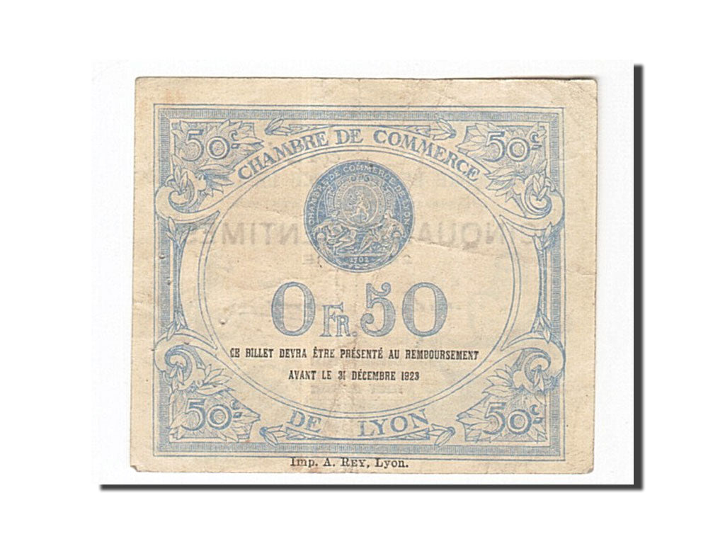 Banknote, Pirot:77-22, 50 Centimes, 1920, France, EF(40-45), Lyon