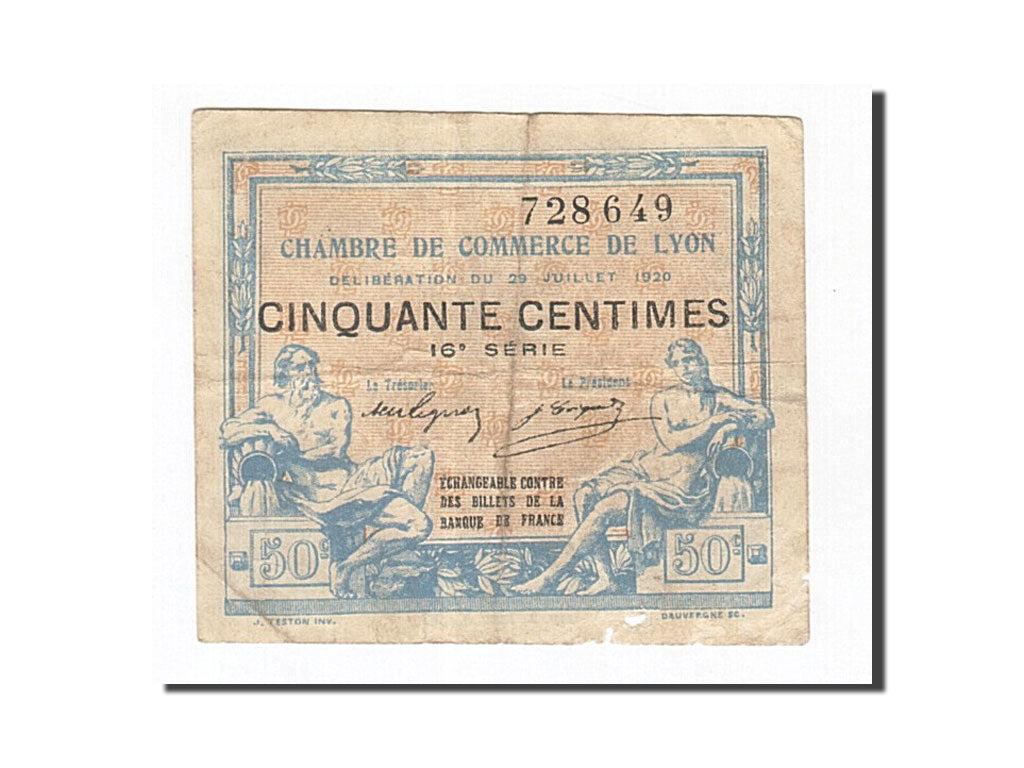 France, Lyon, 50 Centimes, 1920, VF(30-35), Pirot:77-22