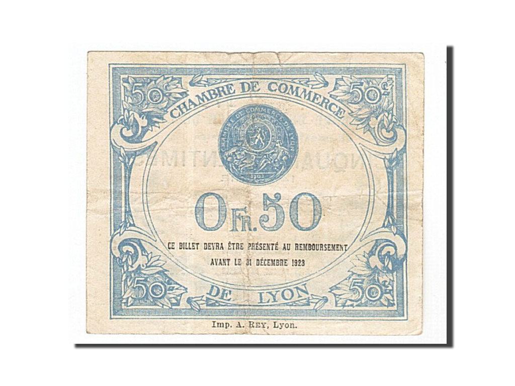 Banknote, Pirot:77-20, 50 Centimes, 1920, France, EF(40-45), Lyon