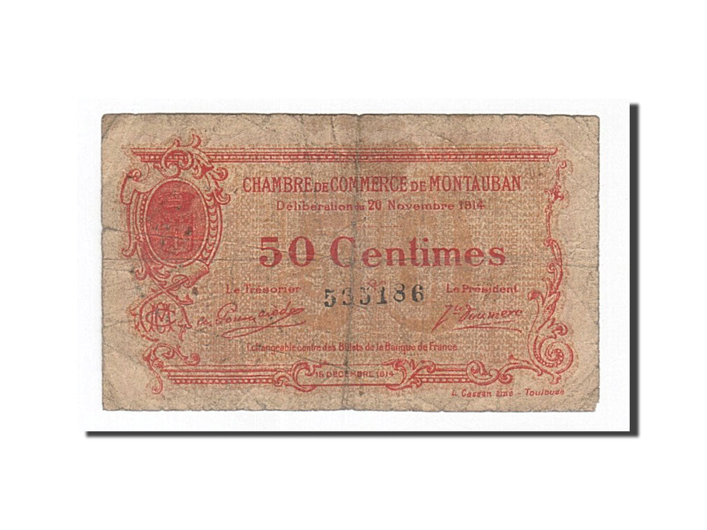 Banknote, Pirot:83-1, 50 Centimes, 1914, France, VF(20-25), Montauban
