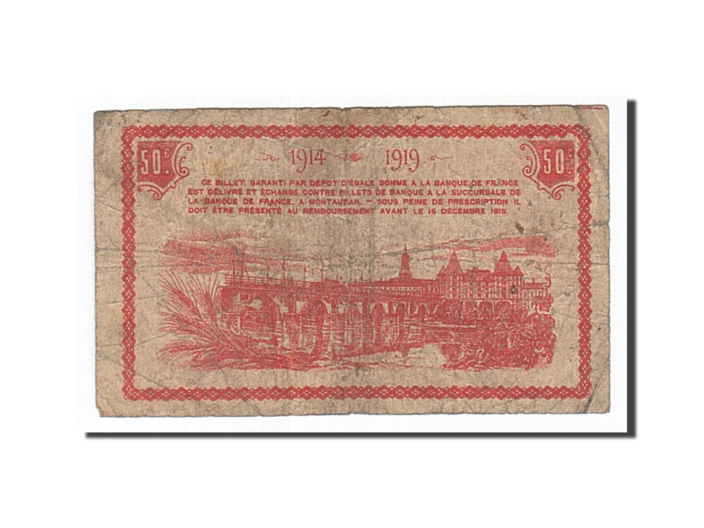 Banknote, Pirot:83-1, 50 Centimes, 1914, France, VF(20-25), Montauban