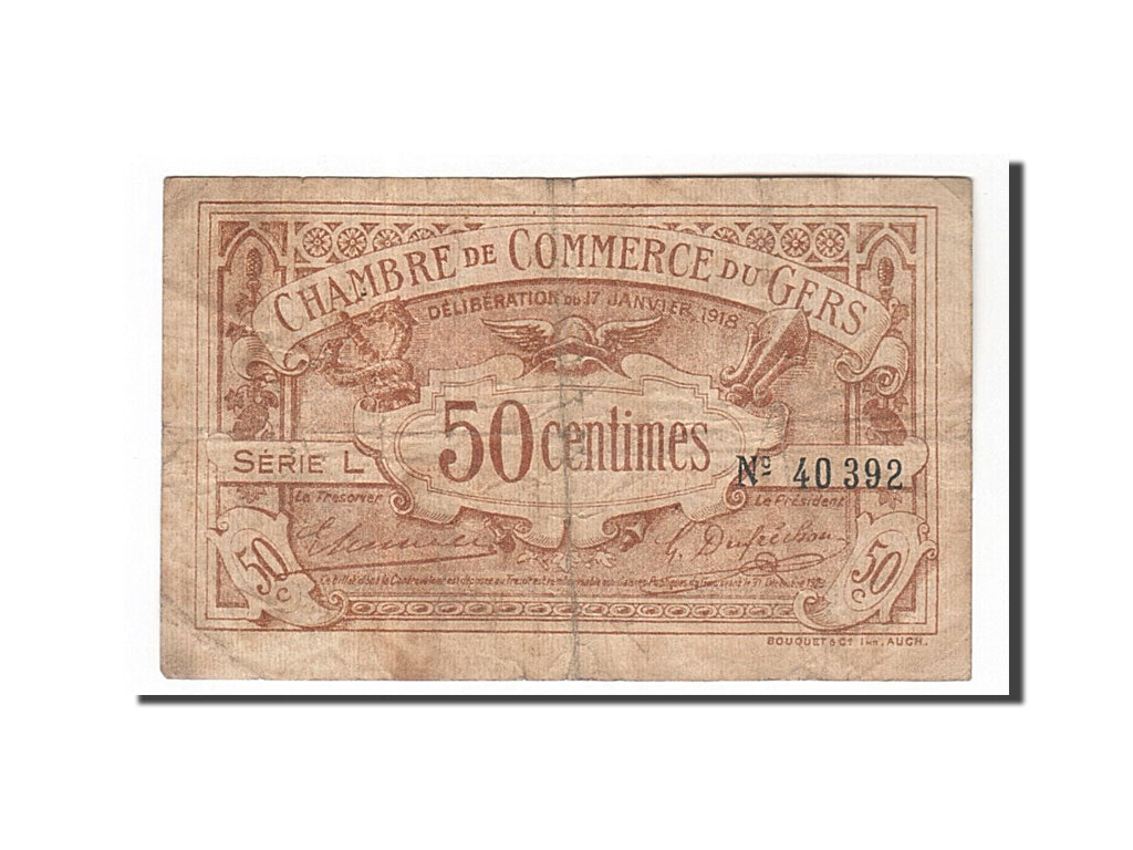 Billet, France, Auch, 50 Centimes, 1918, TB+, Pirot:15-11