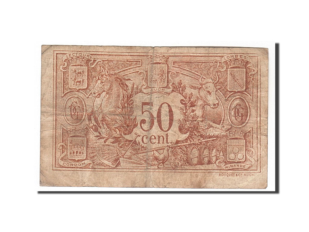 Billet, France, Auch, 50 Centimes, 1918, TB+, Pirot:15-11