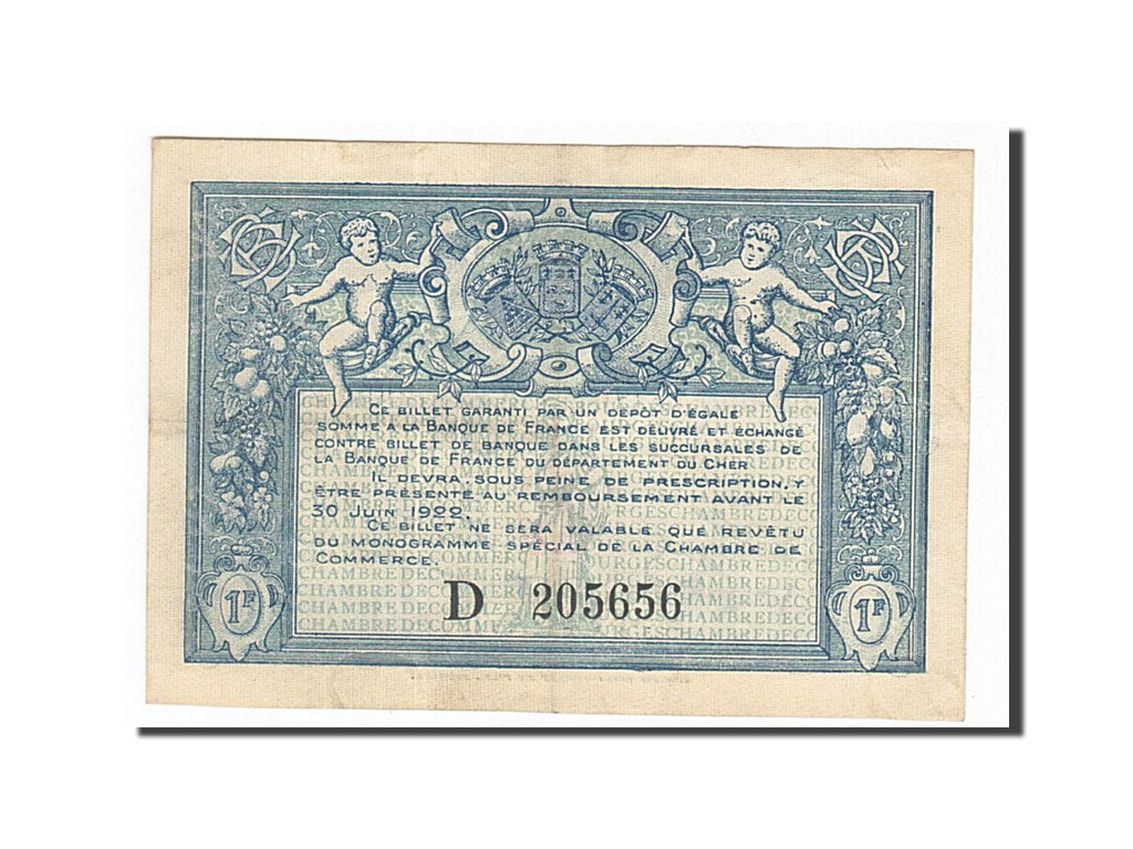 Geldschein, Frankreich, Bourges, 1 Franc, 1917, SS+, Pirot:32-9