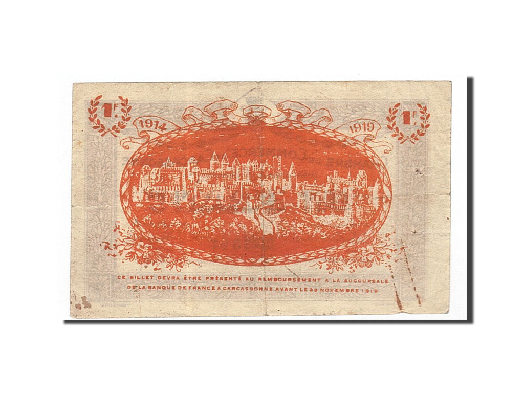 Banknote, Pirot:38-6, 1 Franc, 1914, France, EF(40-45), Carcassonne