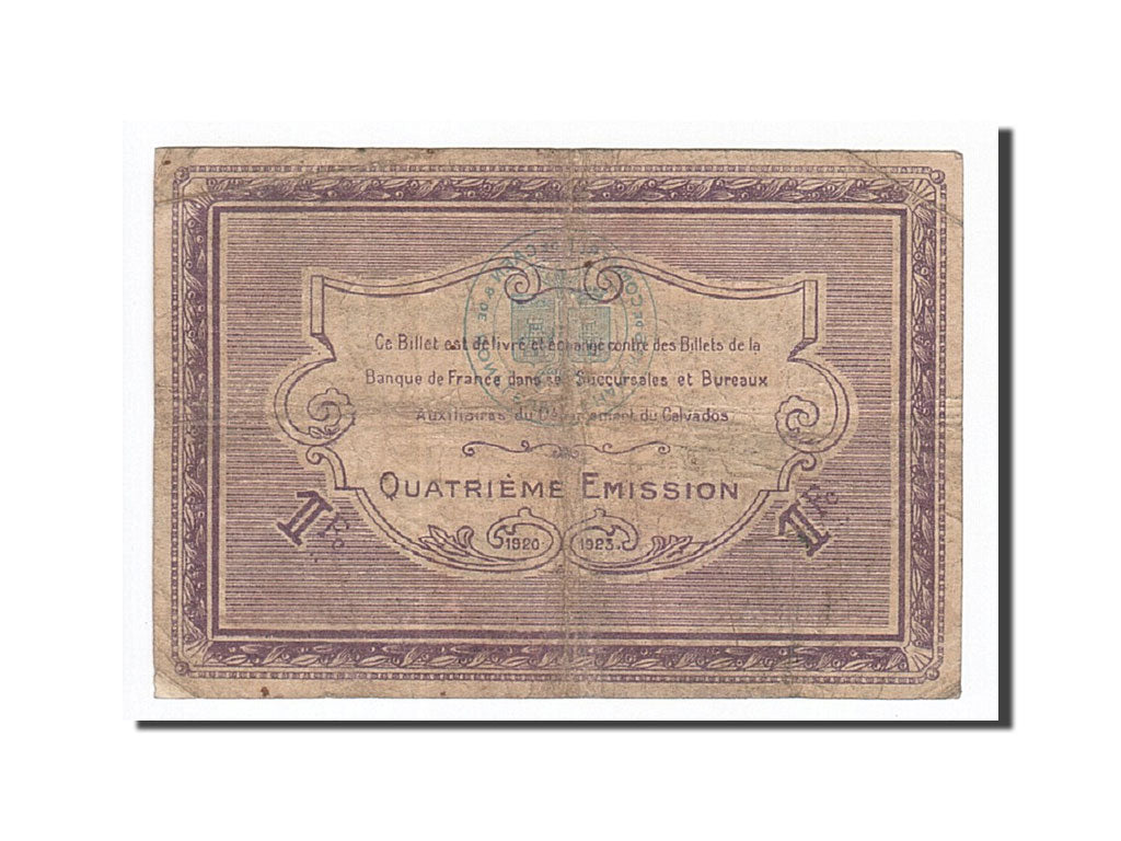 Banknote, Pirot:34-22, 1 Franc, 1920, France, VF(20-25), Caen et Honfleur