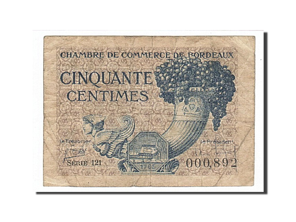 Geldschein, Frankreich, Bordeaux, 50 Centimes, 1921, S, Pirot:30-28
