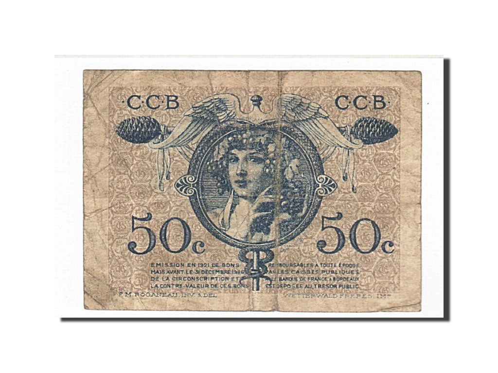 Geldschein, Frankreich, Bordeaux, 50 Centimes, 1921, S, Pirot:30-28