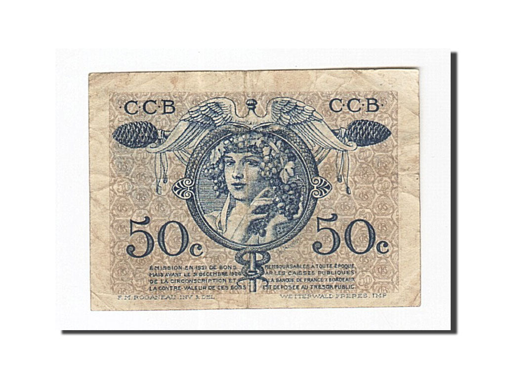 Billet, France, Bordeaux, 50 Centimes, 1921, TB+, Pirot:30-28