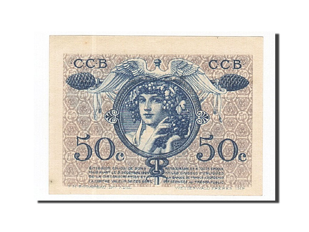 Banknote, Pirot:30-28, 50 Centimes, 1921, France, UNC(63), Bordeaux
