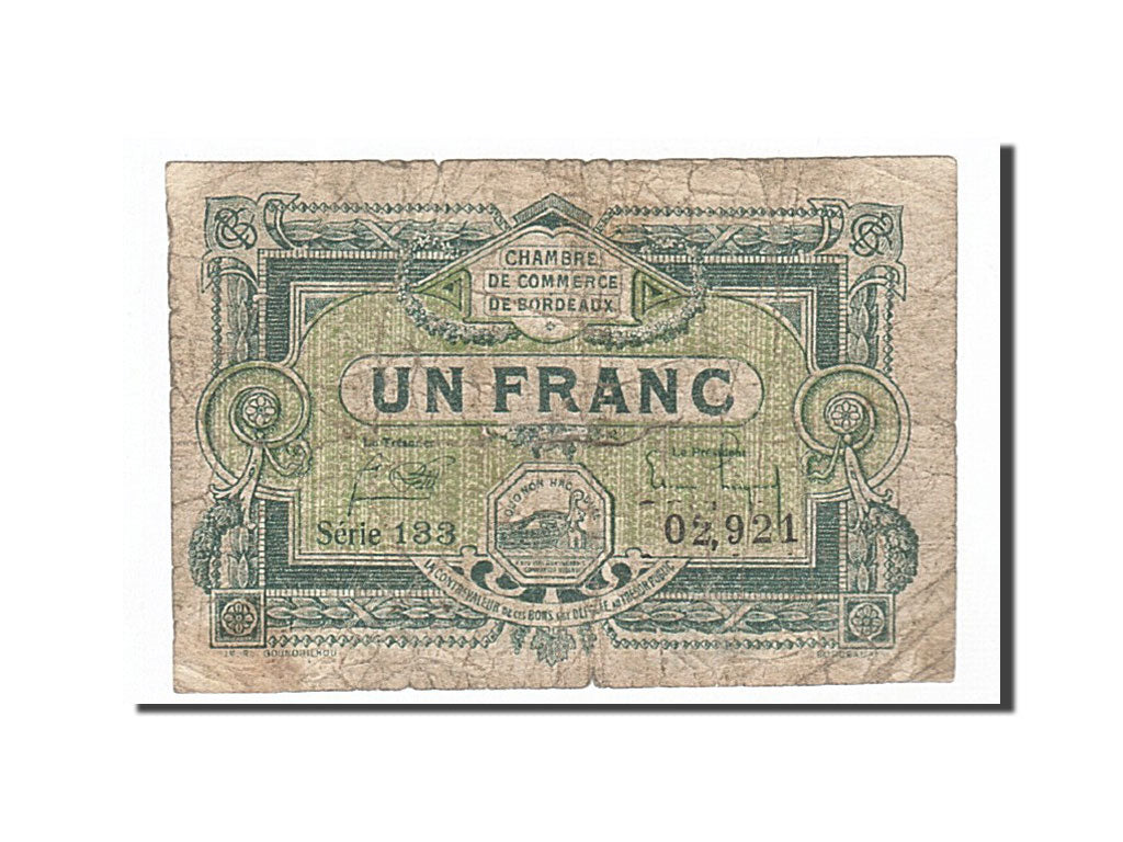 Billet, France, Bordeaux, 1 Franc, 1920, TB, Pirot:30-26