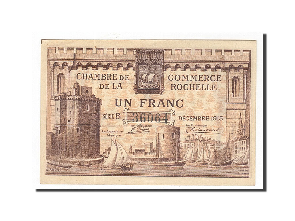 France, La Rochelle, 1 Franc, 1915, UNC(63), Pirot:66-3