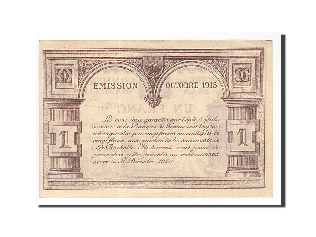 France, La Rochelle, 1 Franc, 1915, UNC(63), Pirot:66-3