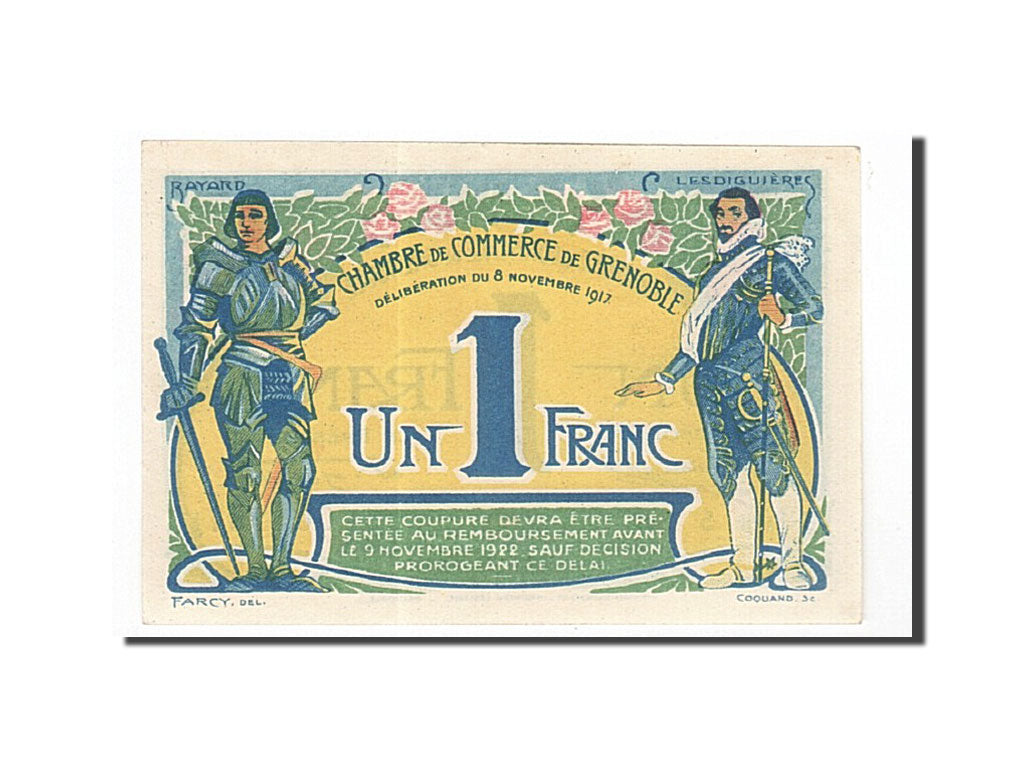 Banknote, Pirot:63-20, 1 Franc, 1917, France, UNC(65-70), Grenoble
