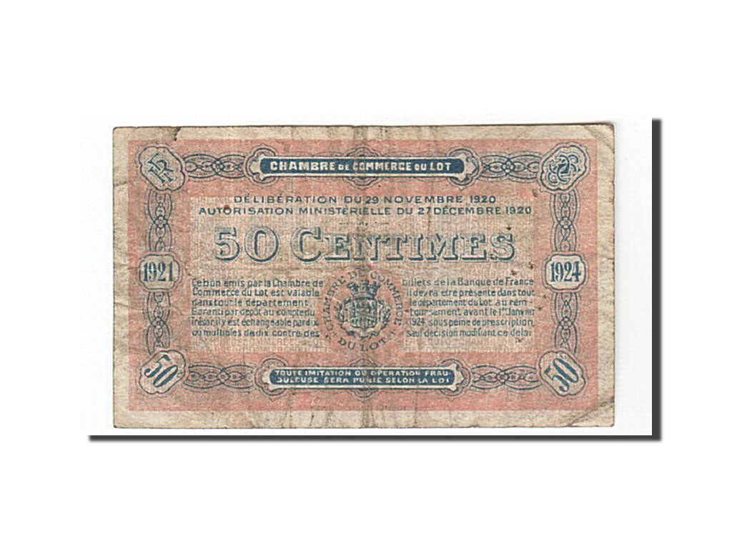 Banknote, Pirot:35-25, 50 Centimes, 1920, France, VF(30-35), Cahors