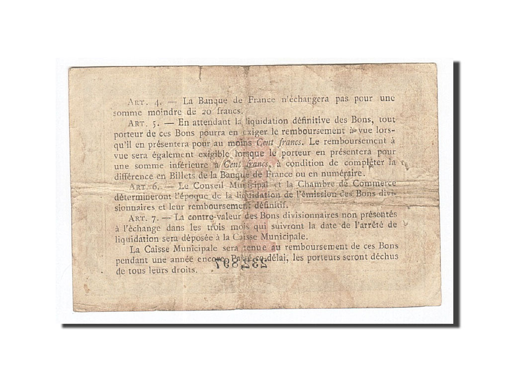 Banconote, Pirot:110-3, BB, Rouen, 1 Franc, Francia