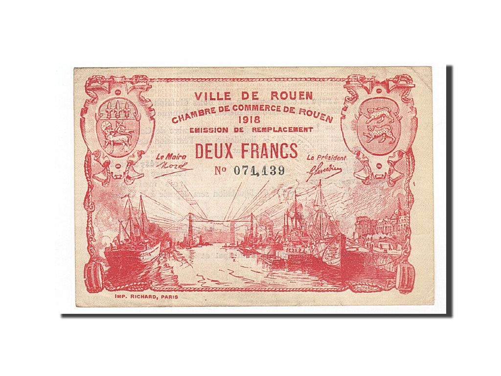 Billet, France, Rouen, 2 Francs, TTB+, Pirot:110-41