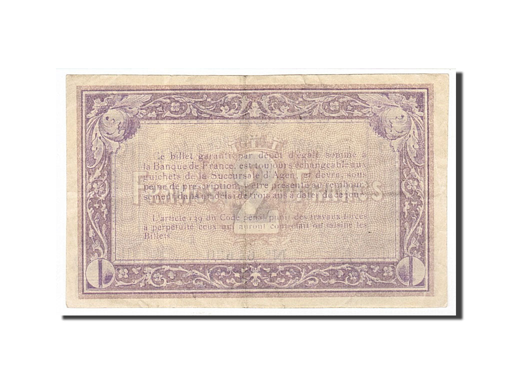 Banconote, Pirot:2-5, BB+, Agen, 2 Francs, 1914, Francia
